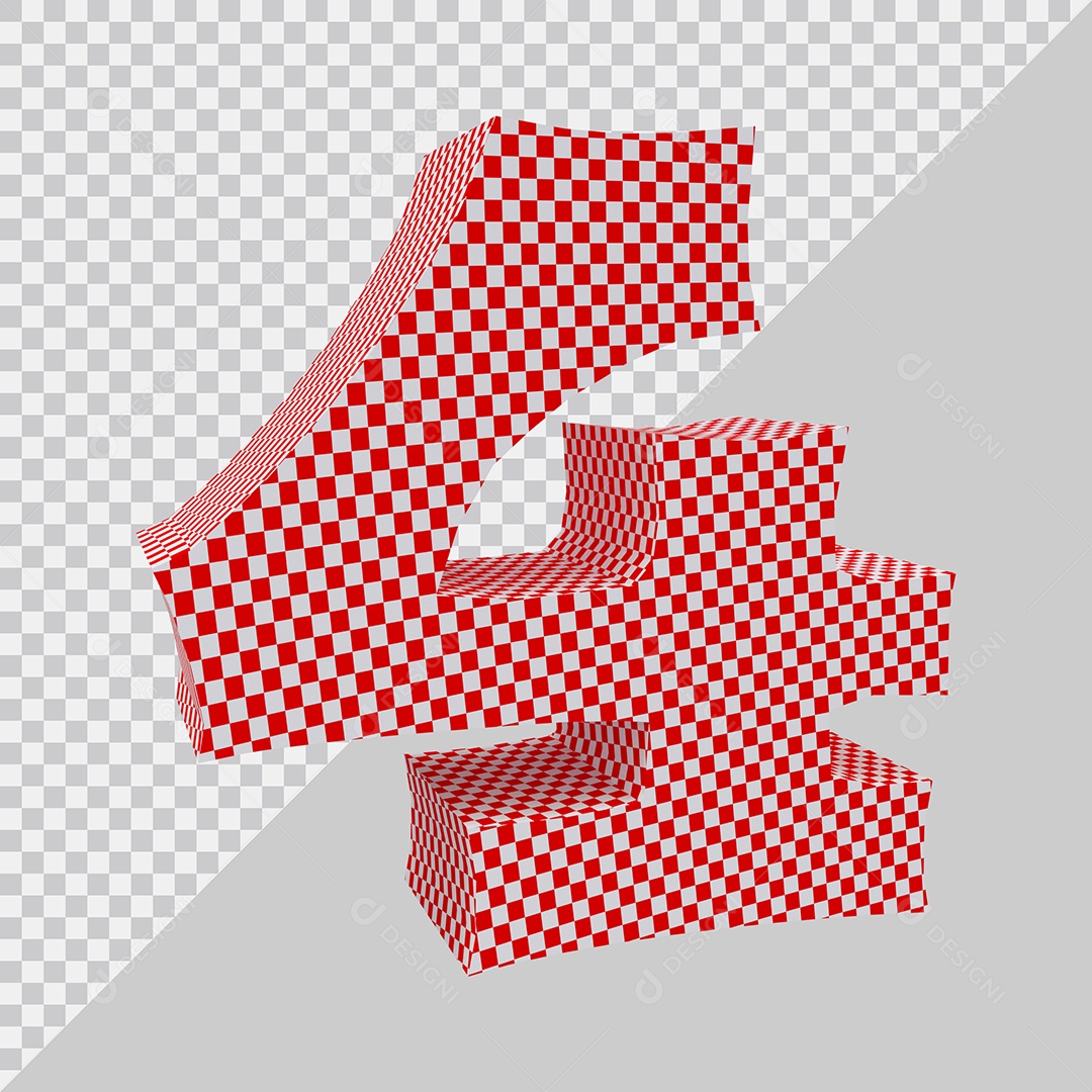Elemento 3D Para Composição Número 4 Vermelho e Branco PSD