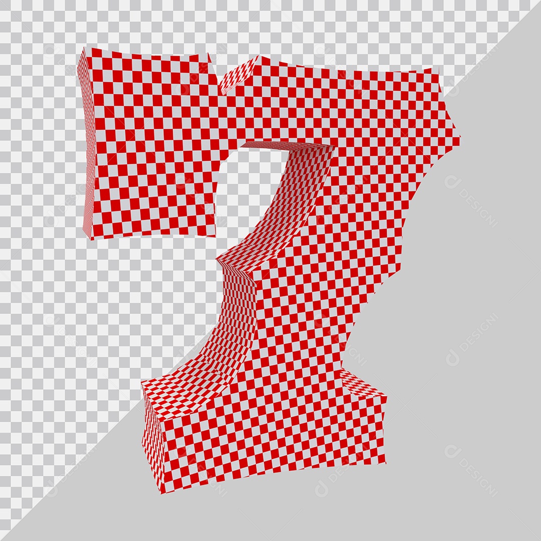 Elemento 3D Para Composição Número 7 Vermelho e Branco PSD