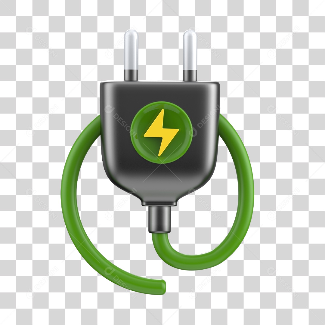 Elemento 3D Plugue Macho Energia PNG Transparente