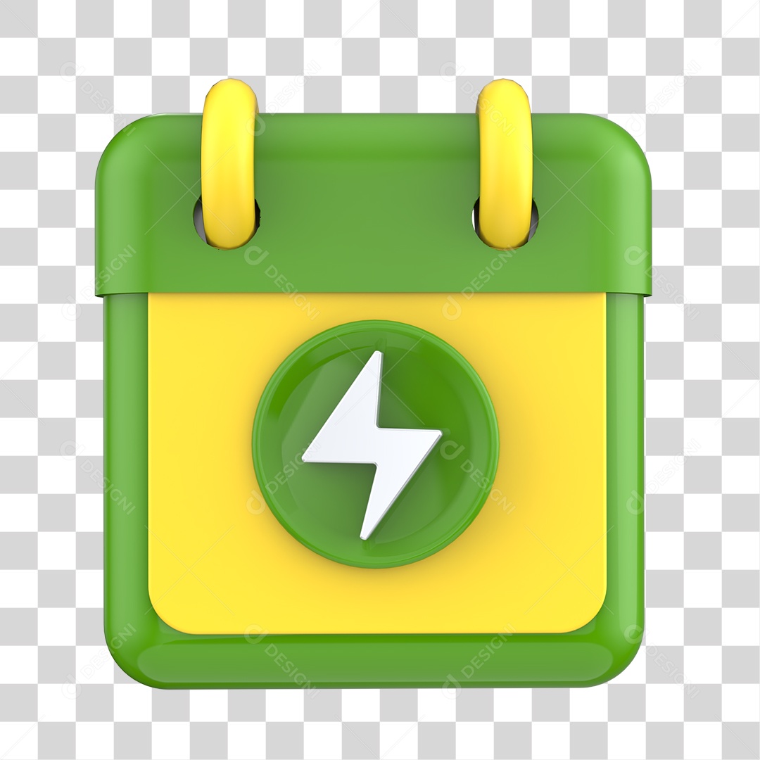 Elemento 3D Calendário Com Ícone de Energia PNG Transparente