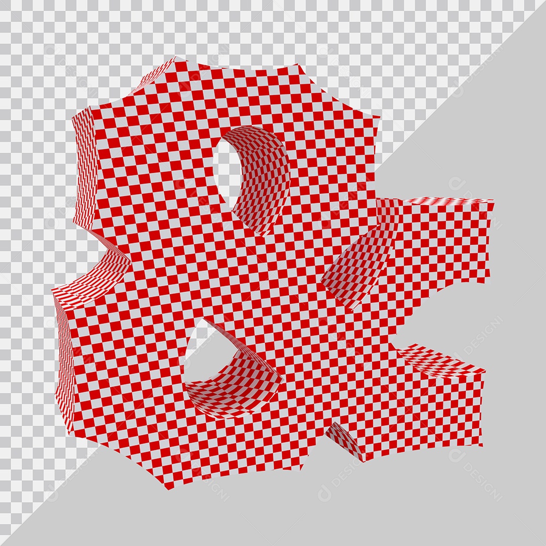 Elemento 3D Para Composição Símbolo de Ampersand Vermelho e Branco PSD