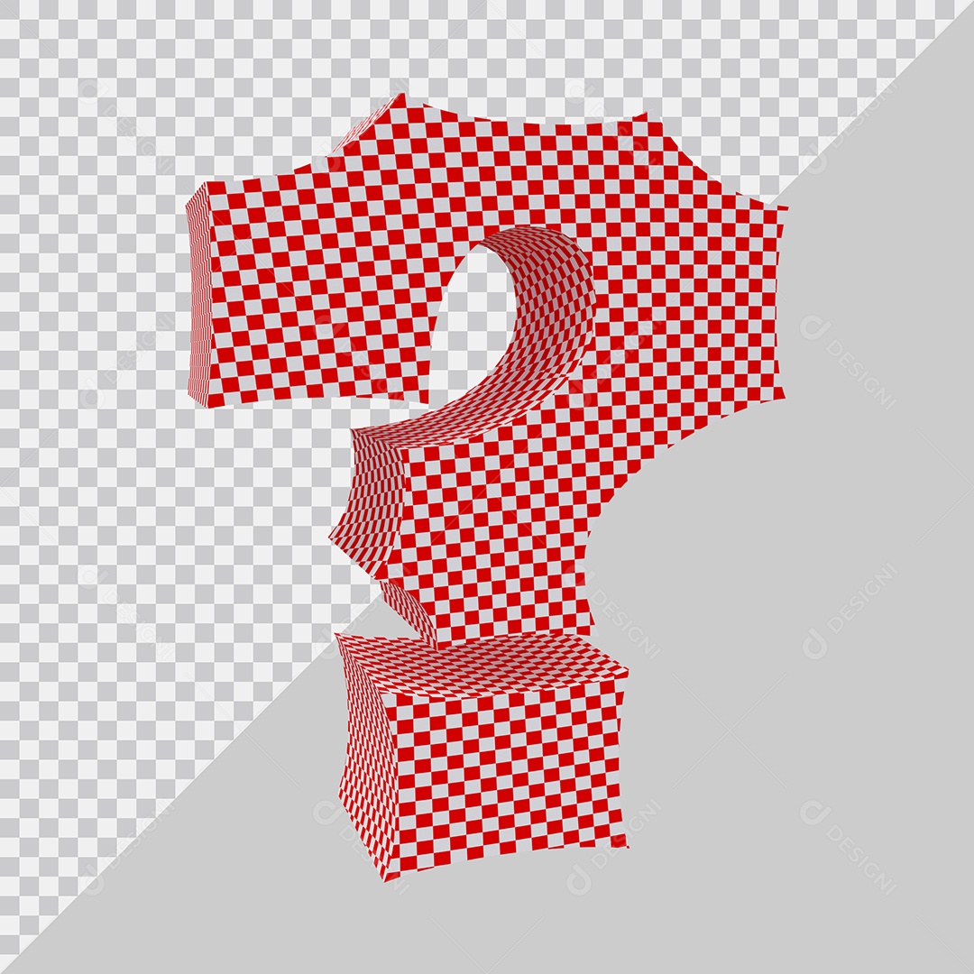 Elemento 3D Para Composição Símbolo de ponto de interrogação Vermelho e Branco PSD