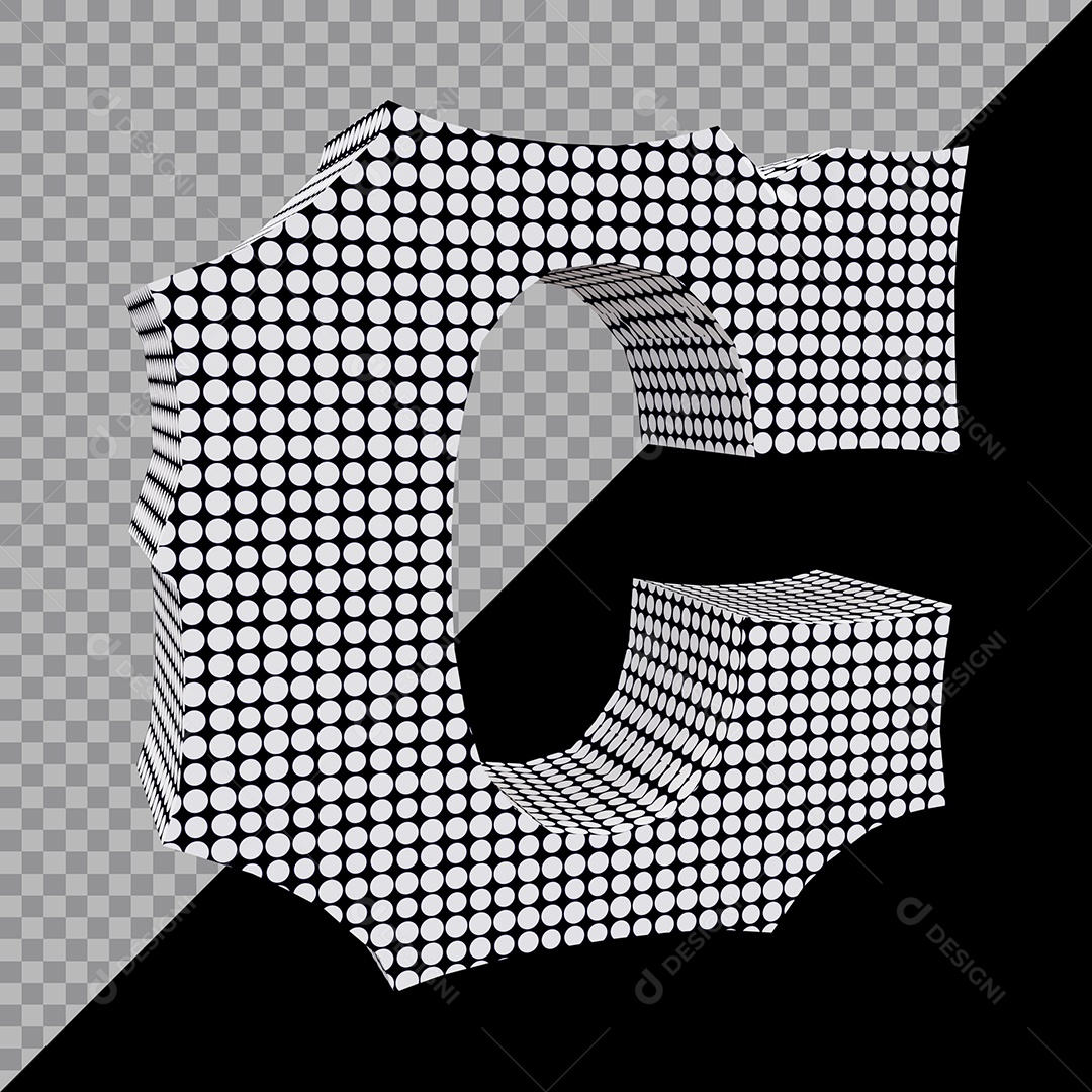 Elemento 3D Para Composição Letra C Preta e Branco PSD