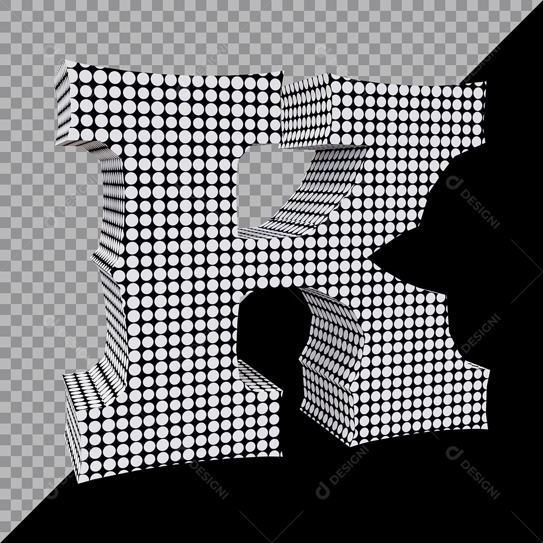 Elemento 3D Para Composição Letra K Preta e Branco PSD