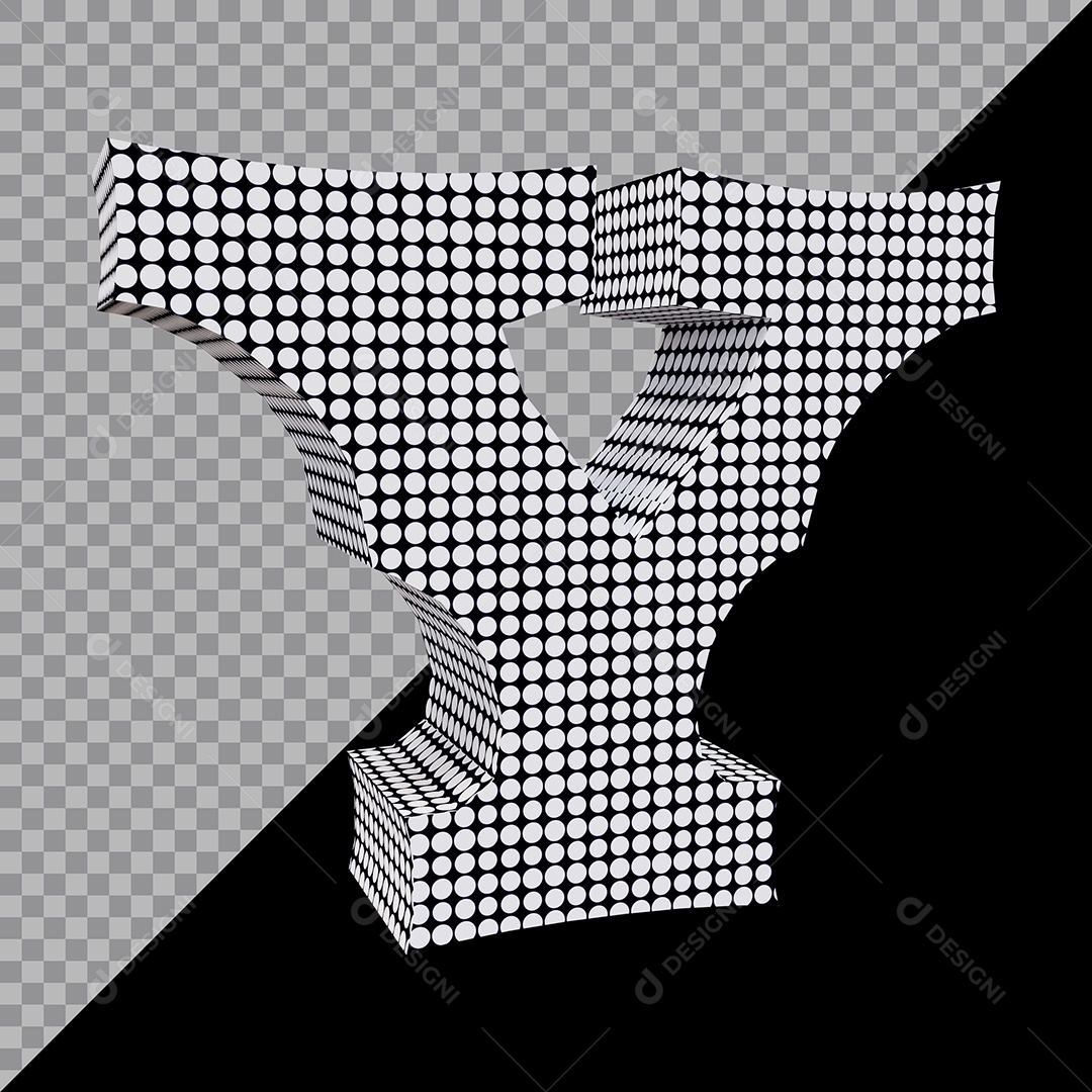 Elemento 3D Para Composição Letra Y Preta e Branco PSD
