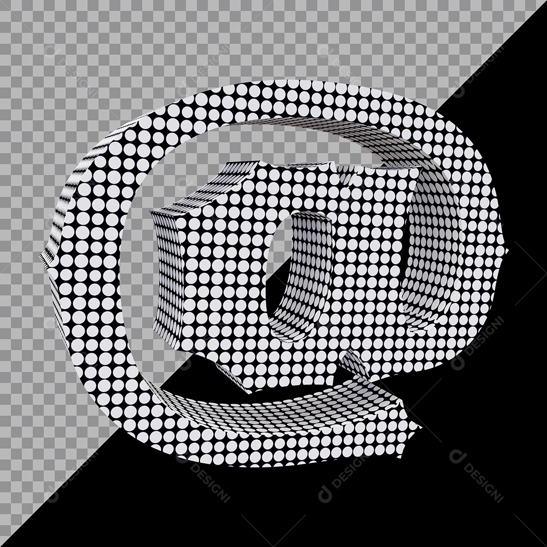 Elemento 3D Para Composição Símbolo Arroba Preta e Branco PSD