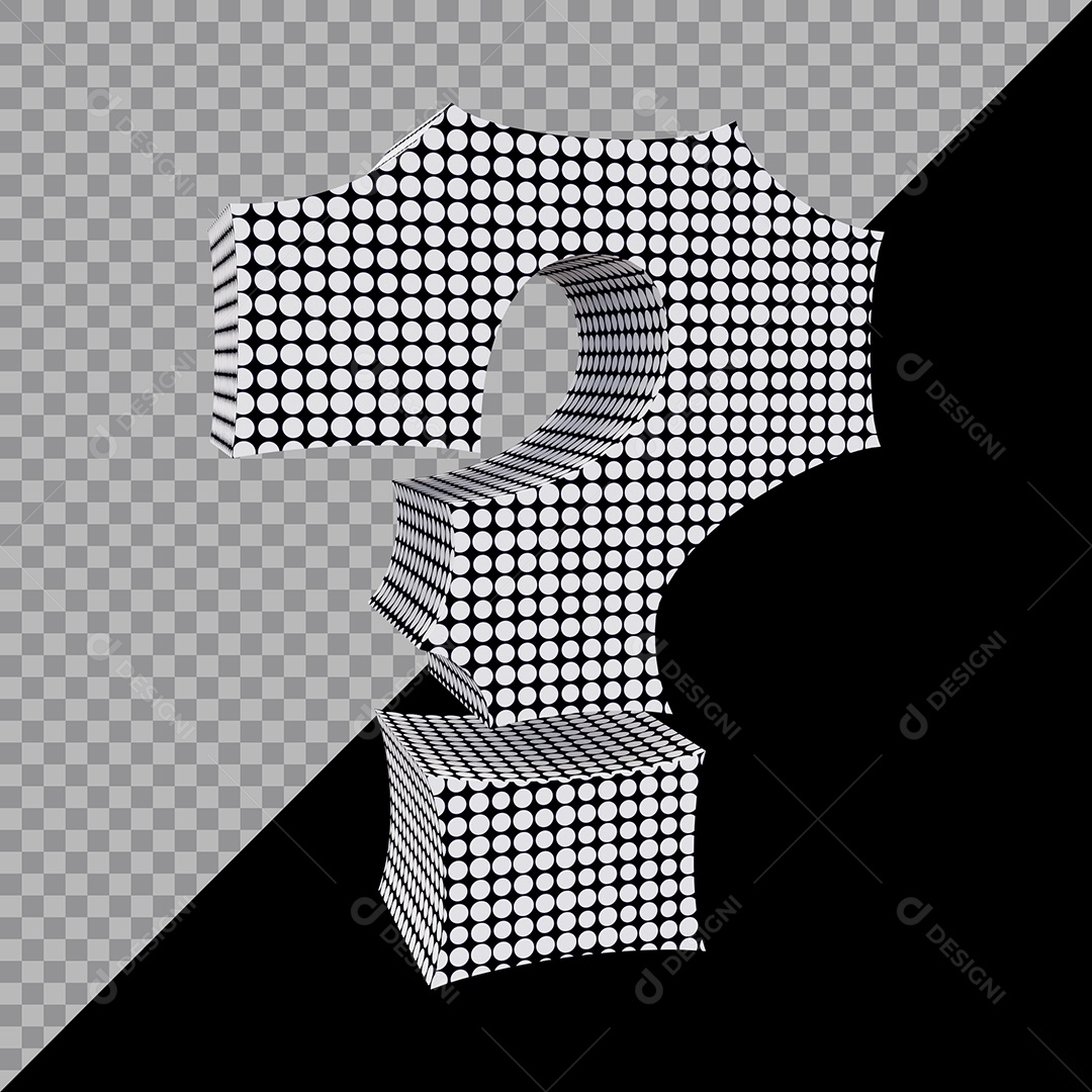 Elemento 3D Para Composição Símbolo de ponto de interrogação Preta e Branco PSD