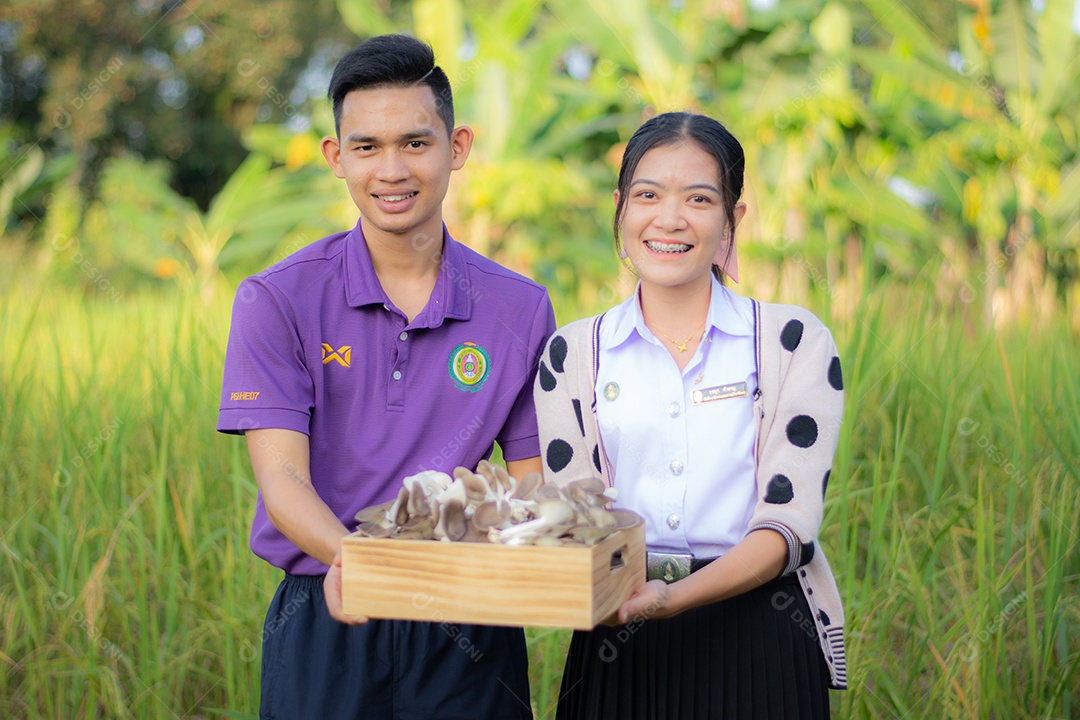 Casal de agricultores no campo
