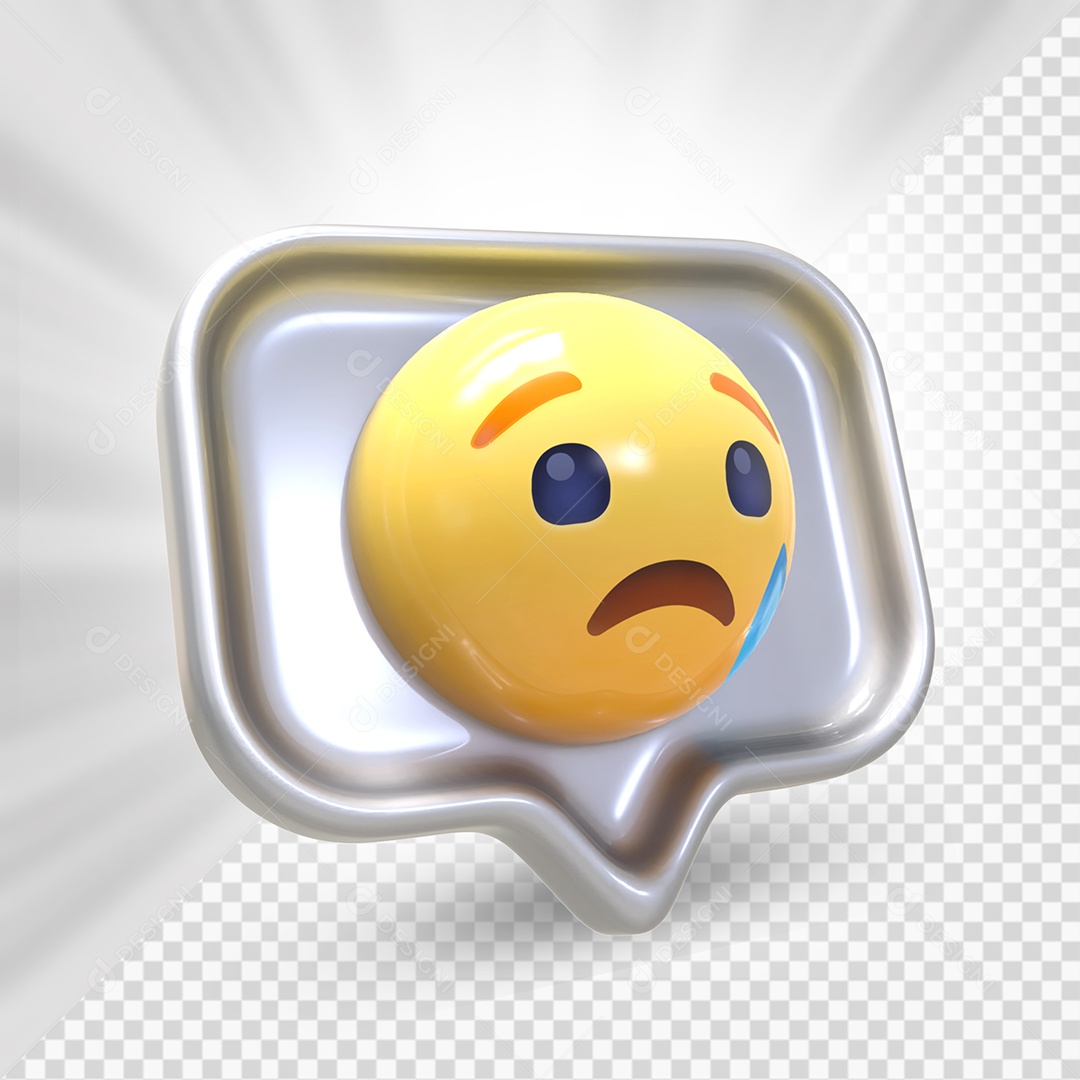 Emoji Triste Elemento 3D Para Composição PSD