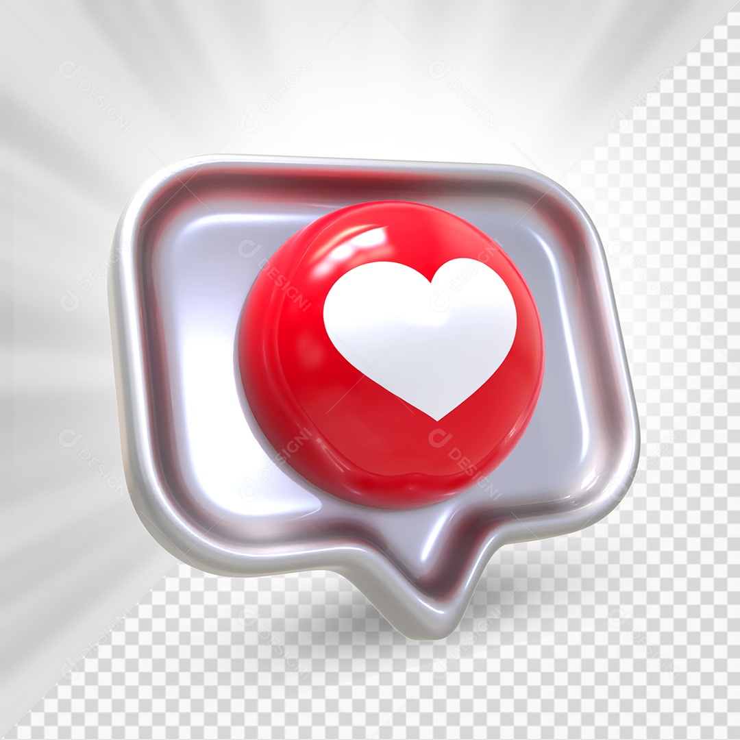 Emoji de Coração 3D Elemento para Composição PSD