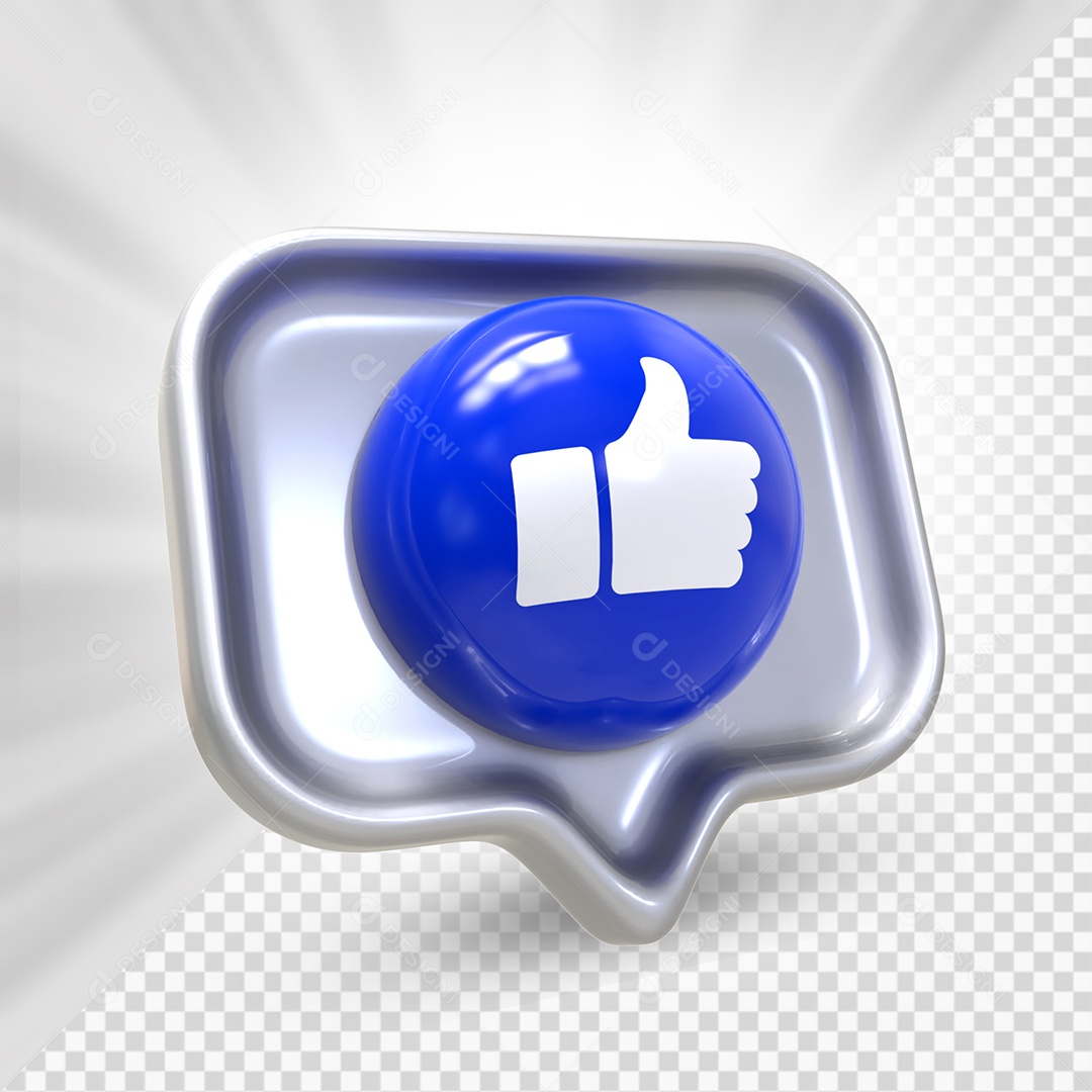 Emoji 3D Like Azul Elemento 3D para Composição PSD