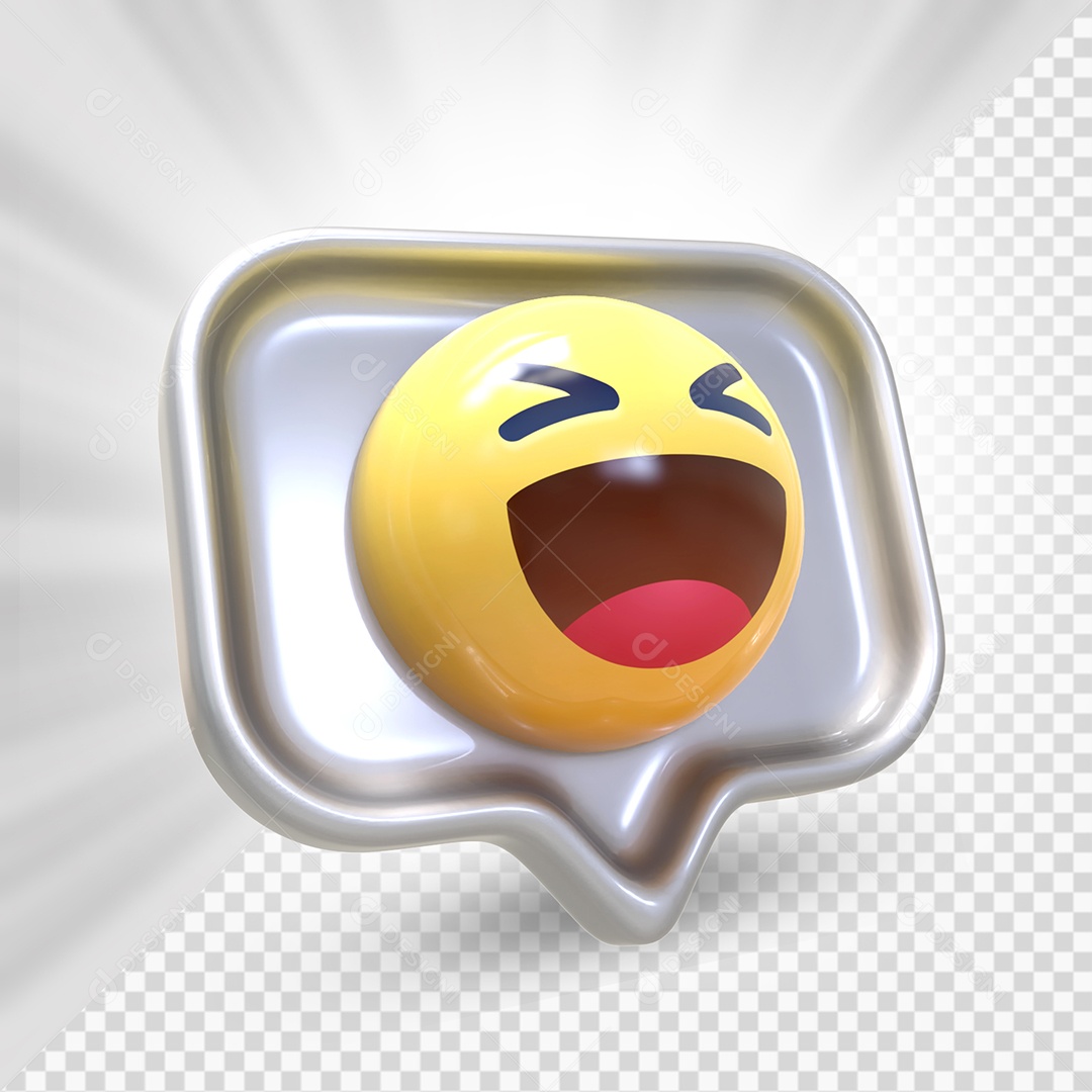 Emoji 3D Reação Feliz Elemento Para Composição PSD
