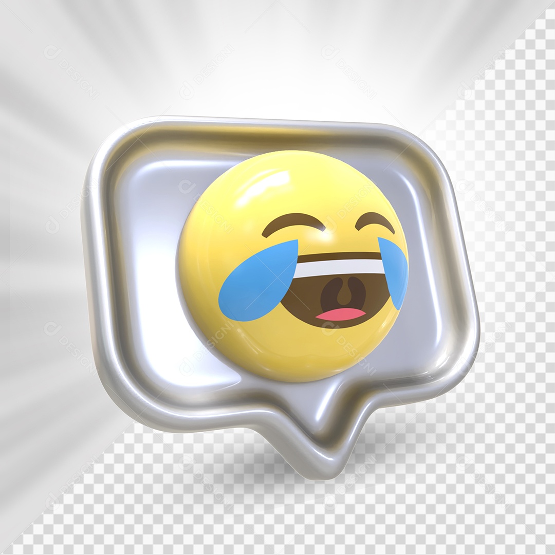 Emoji 3D Reação Feliz se Acabando de Rir Elemento para composição PSD