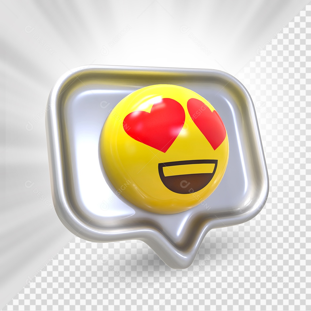 Emoji 3D Reação Apaixonado Olhos De Coração Elemento Para Composição PSD