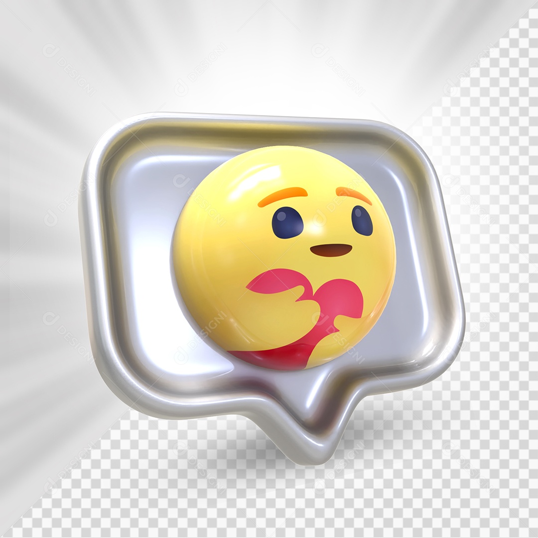 Emoji 3D Reação Feliz E Abraçando O Coração Fundo Azul Elemento 3D Para Composição PSD