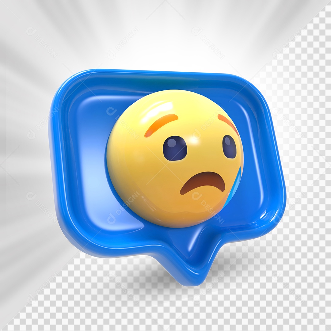 Emoji Triste Elemento 3D Para Composição PSD