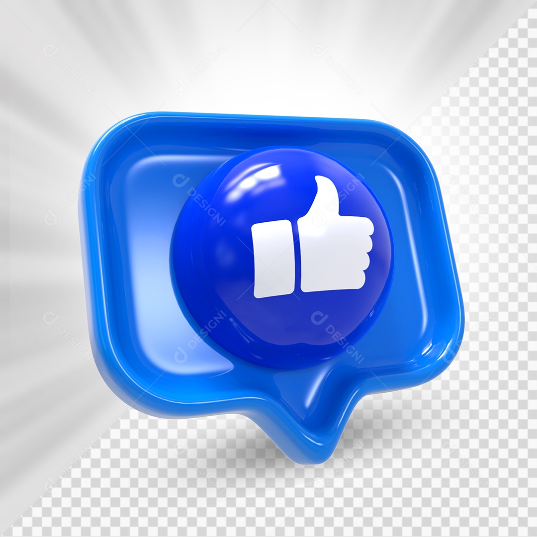 Emoji 3D Like Azul Elemento 3D para Composição PSD