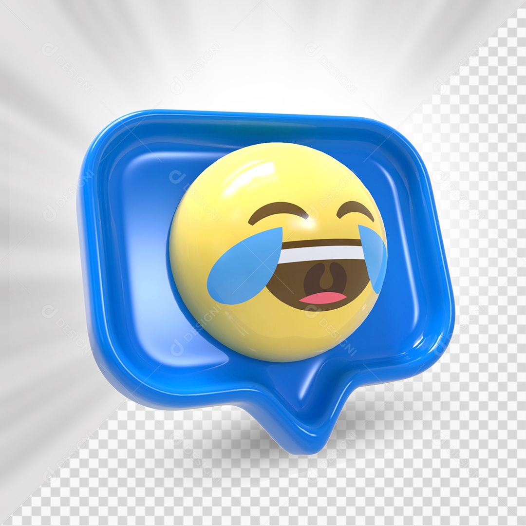 Emoji 3D Reação Feliz se Acabando de Rir Elemento para composição PSD