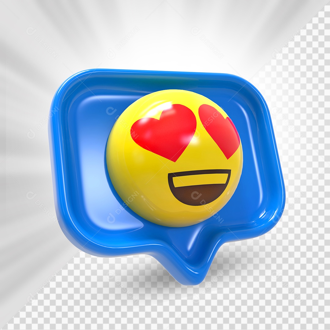 Emoji 3D Reação Apaixonado Olhos De Coração Elemento Para Composição PSD