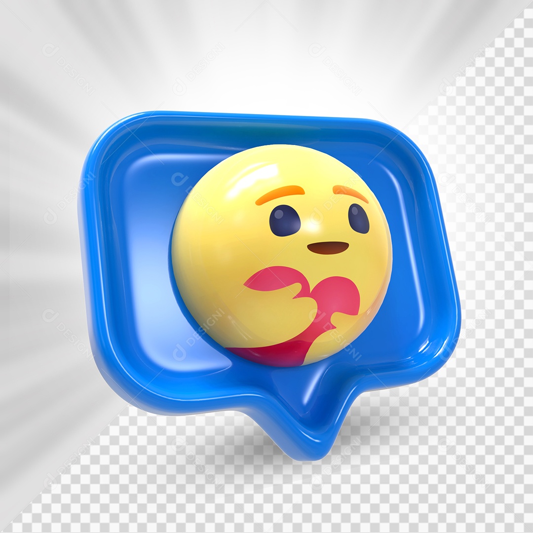 Emoji 3D Reação Feliz E Abraçando O Coração Fundo Azul Elemento 3D Para Composição PSD