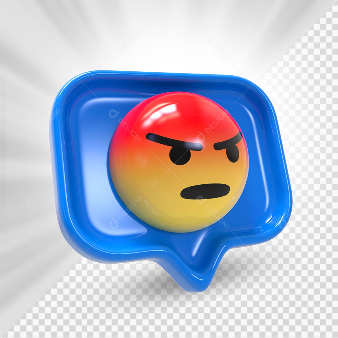 Emoji Zangado Elemento 3D Para Composição PSD