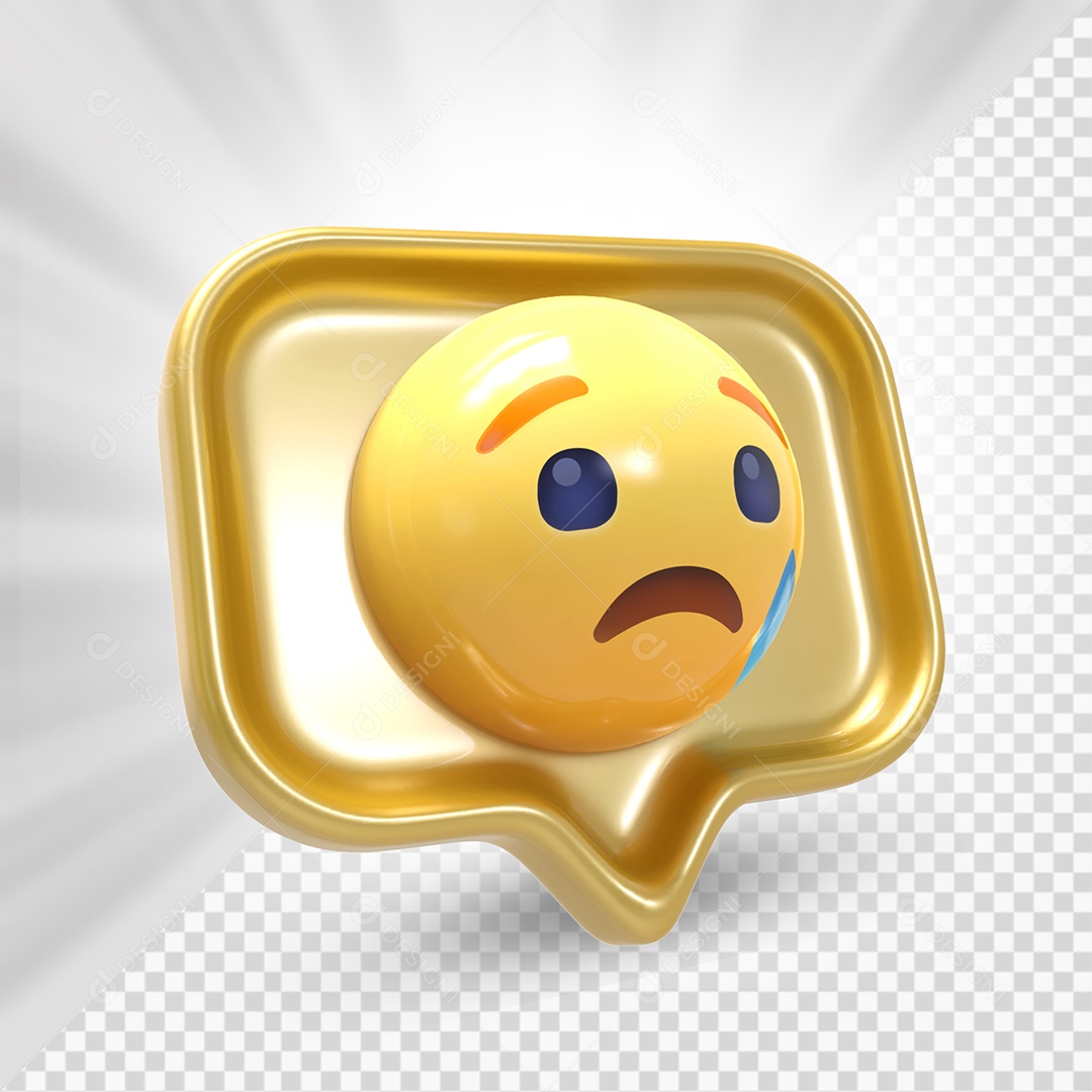 Emoji de Comentário Dourado Triste Elemento 3D Para Composição PSD