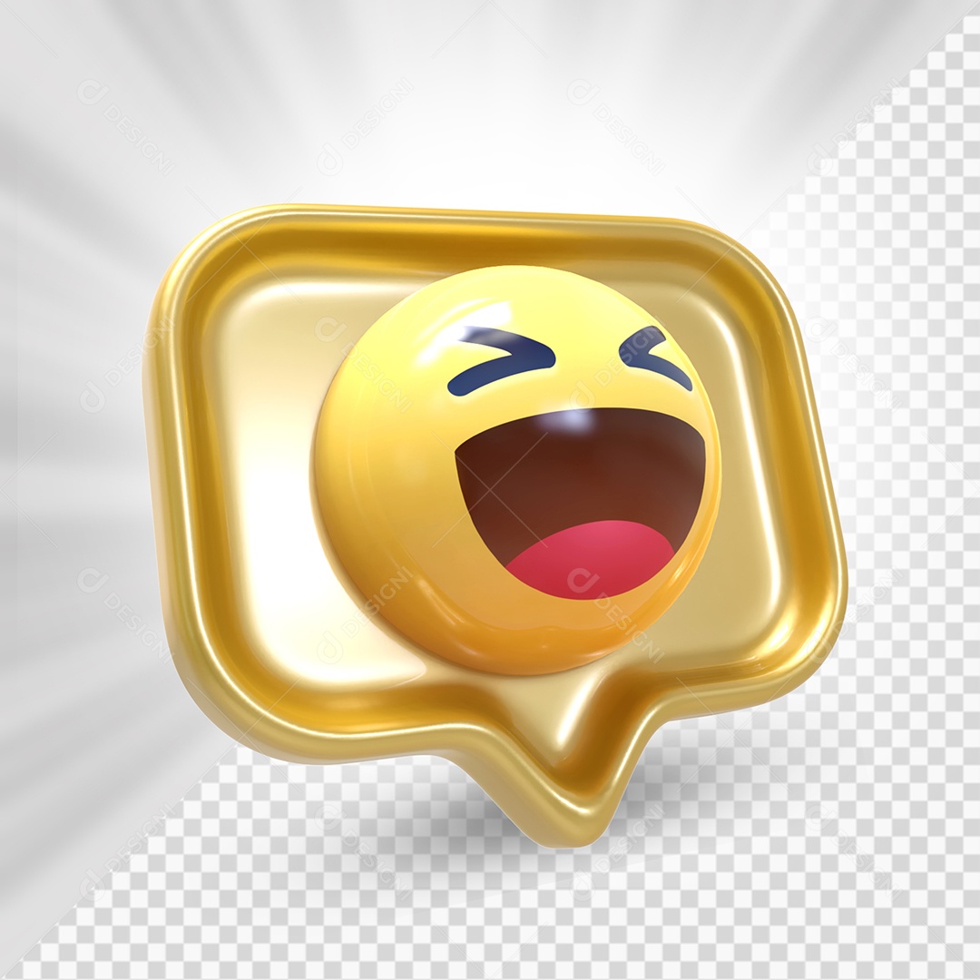 Emoji de Comentário Dourado Feliz Elemento 3D Para Composição PSD