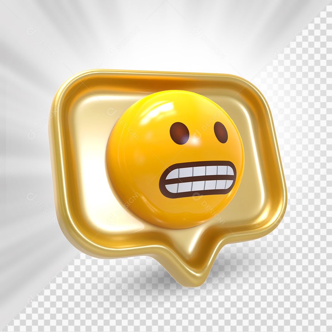 Emoji de Comentário Dourado Careta Elemento 3D Para Composição PSD