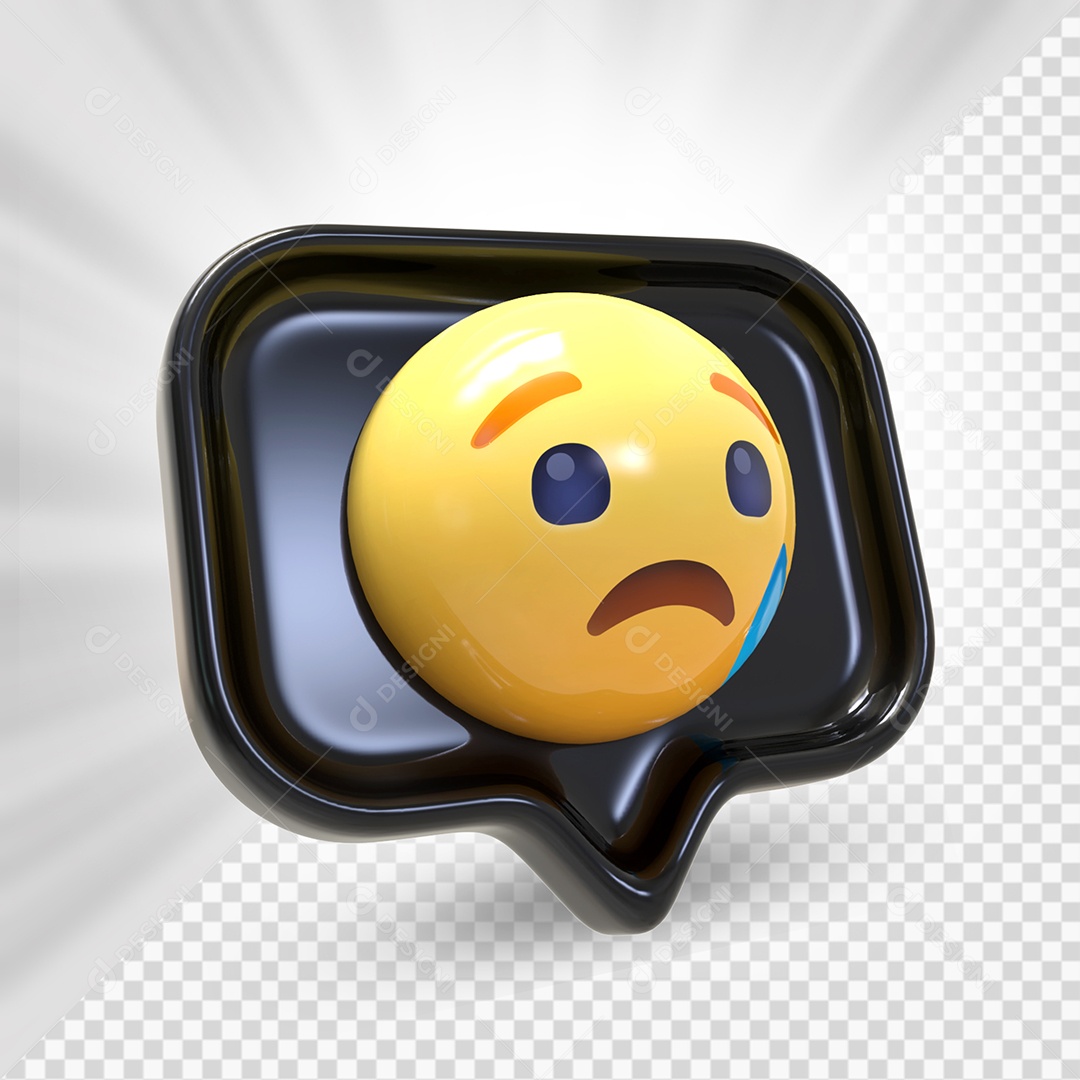 Emoji de Comentário Preto Triste Elemento 3D Para Composição PSD