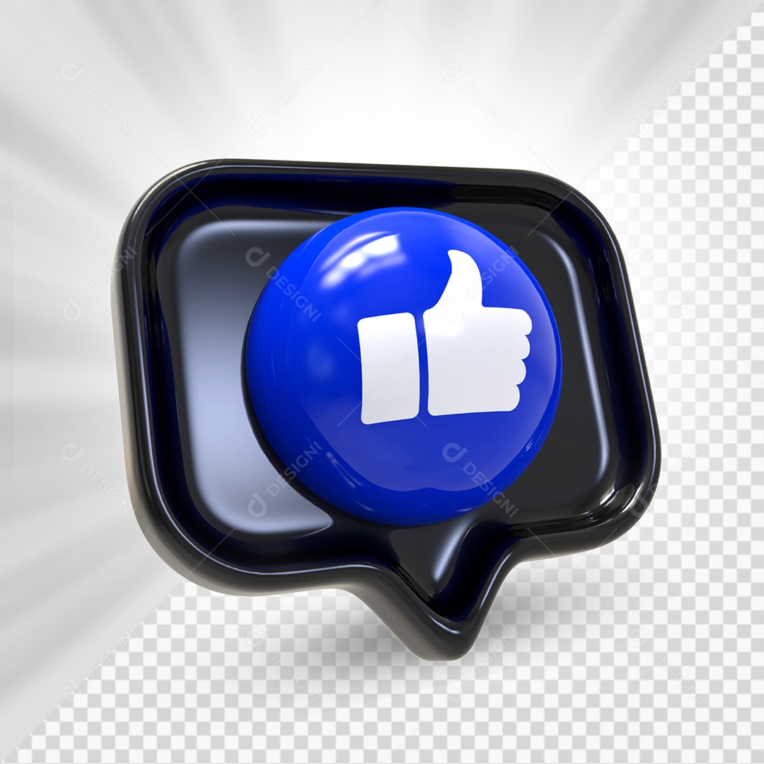 Emoji de Comentário Preto Like Elemento 3D Para Composição PSD