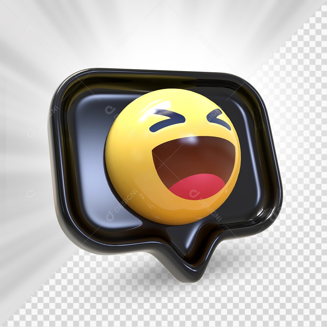 Emoji de Comentário Preto Feliz Elemento 3D Para Composição PSD