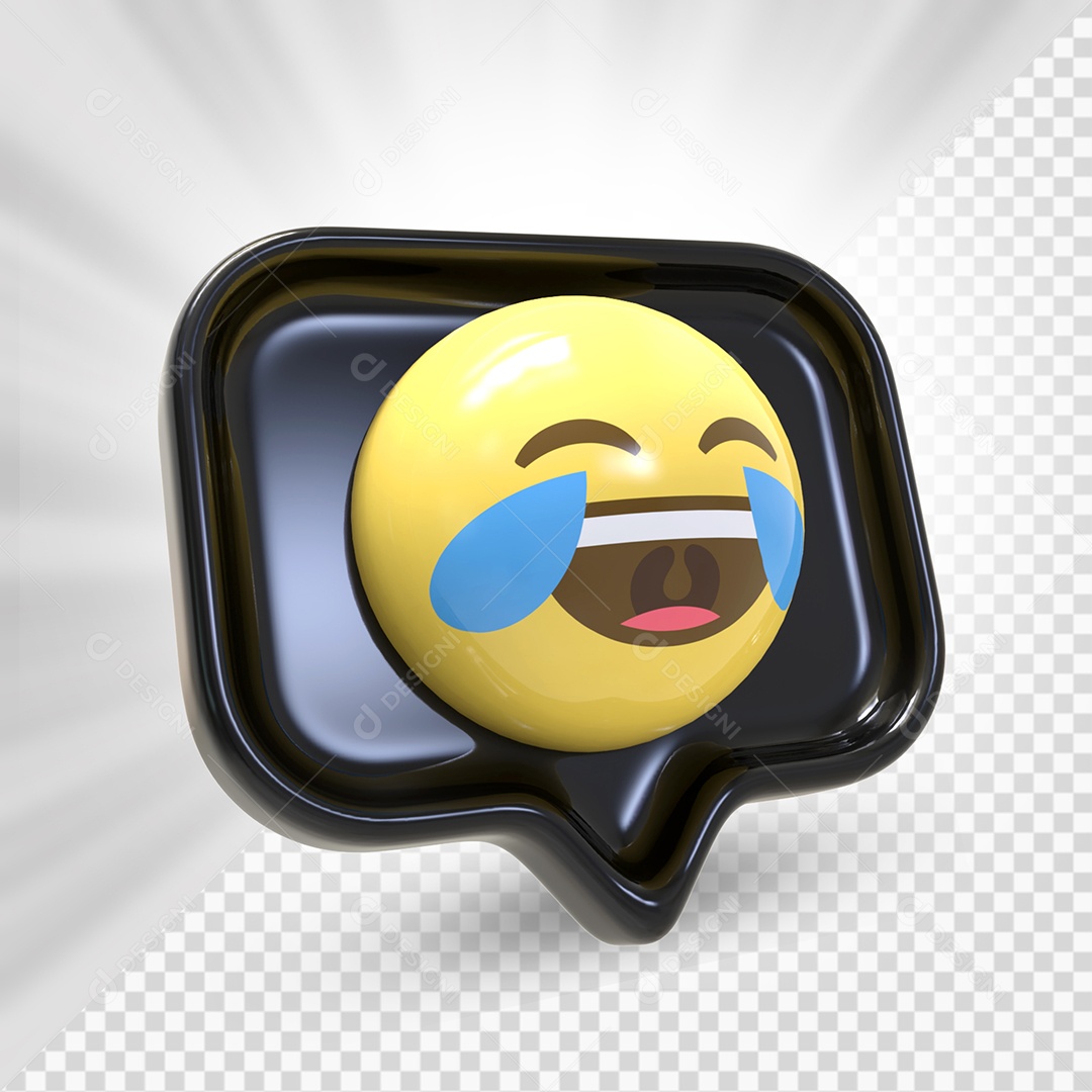 Emoji de Comentário Preto Feliz se Acabando de Ri Elemento 3D Para Composição PSD