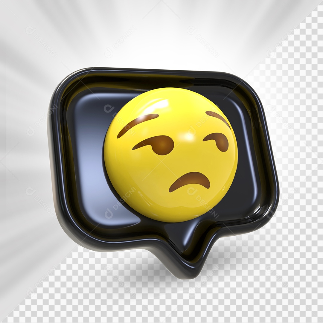 Emoji de Comentário Preto Entediado Elemento 3D Para Composição PSD