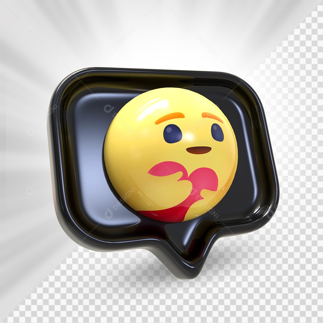 Emoji de Comentário Preto Abraçando O Coração Elemento 3D Para Composição PSD