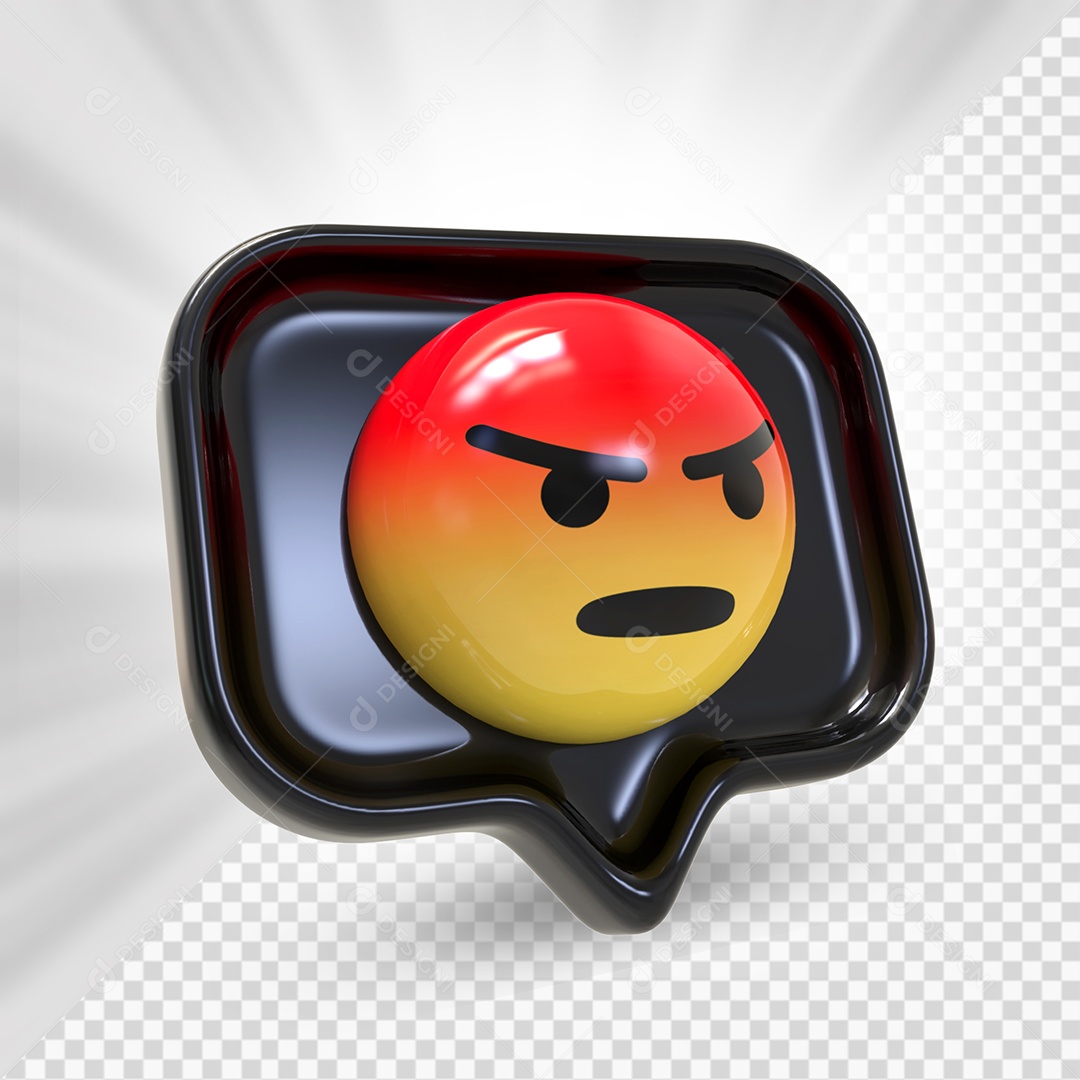 Emoji de Comentário Preto Zangado Elemento 3D Para Composição PSD