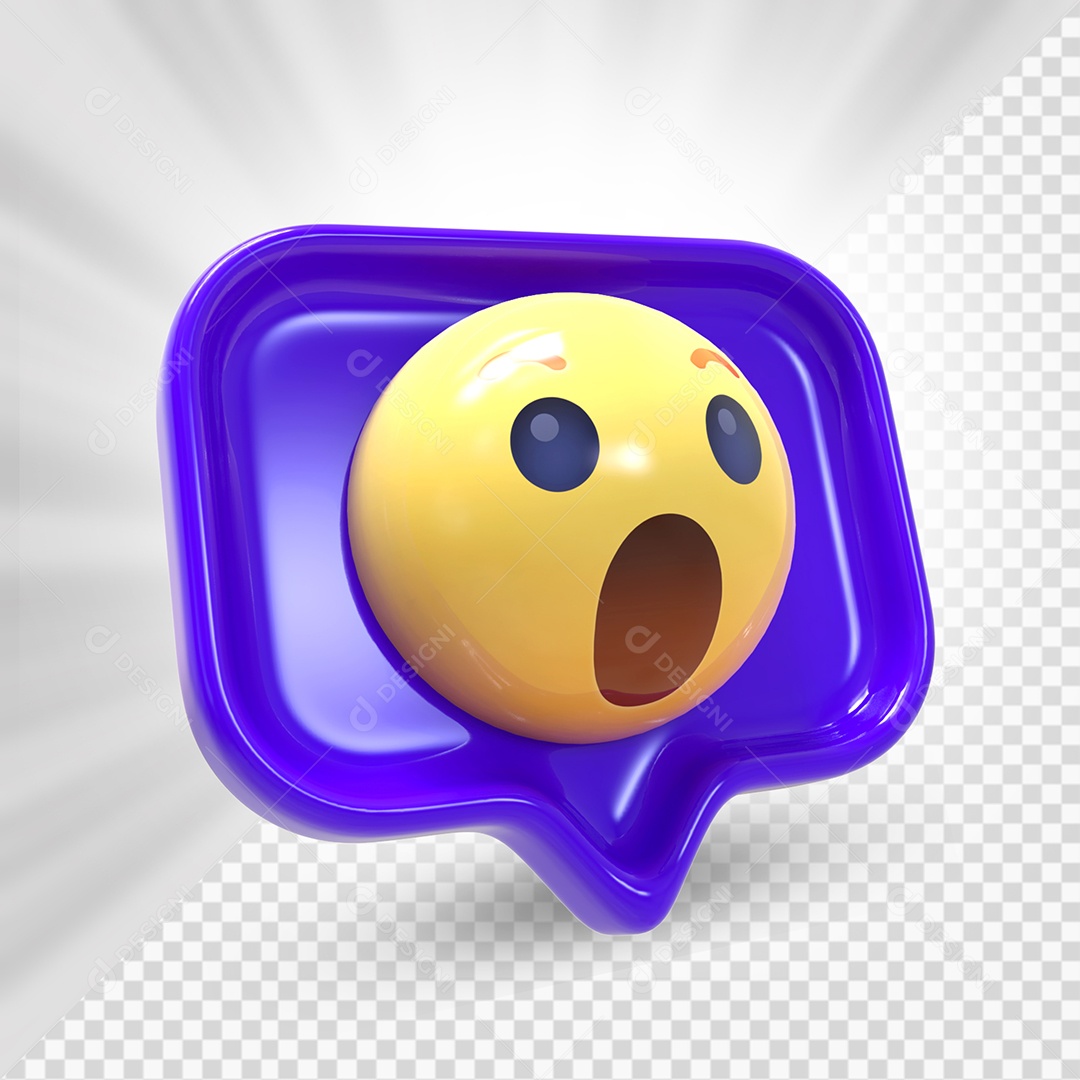 Emoji de Comentário Azul Surpreso Elemento 3D Para Composição PSD