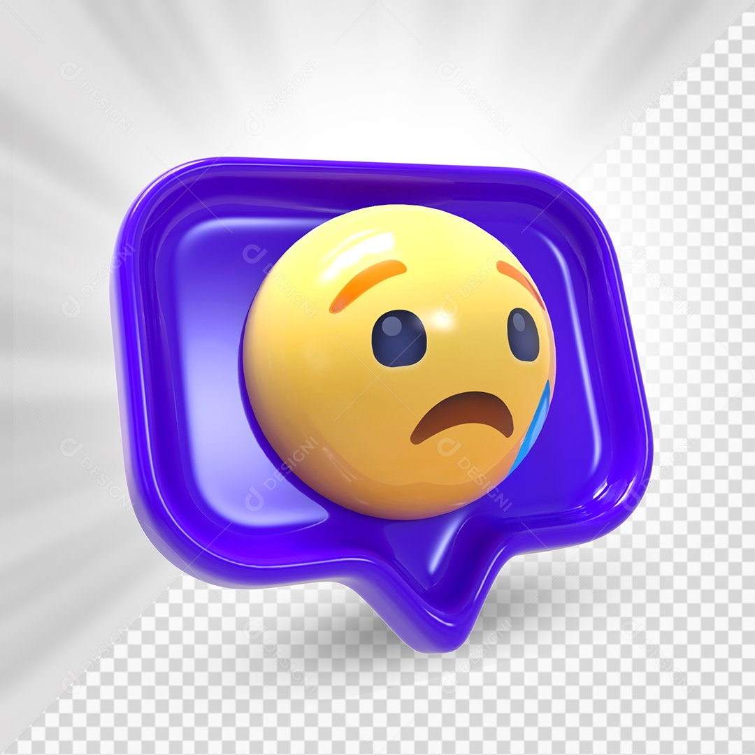 Emoji de Comentário Azul Triste Elemento 3D Para Composição PSD