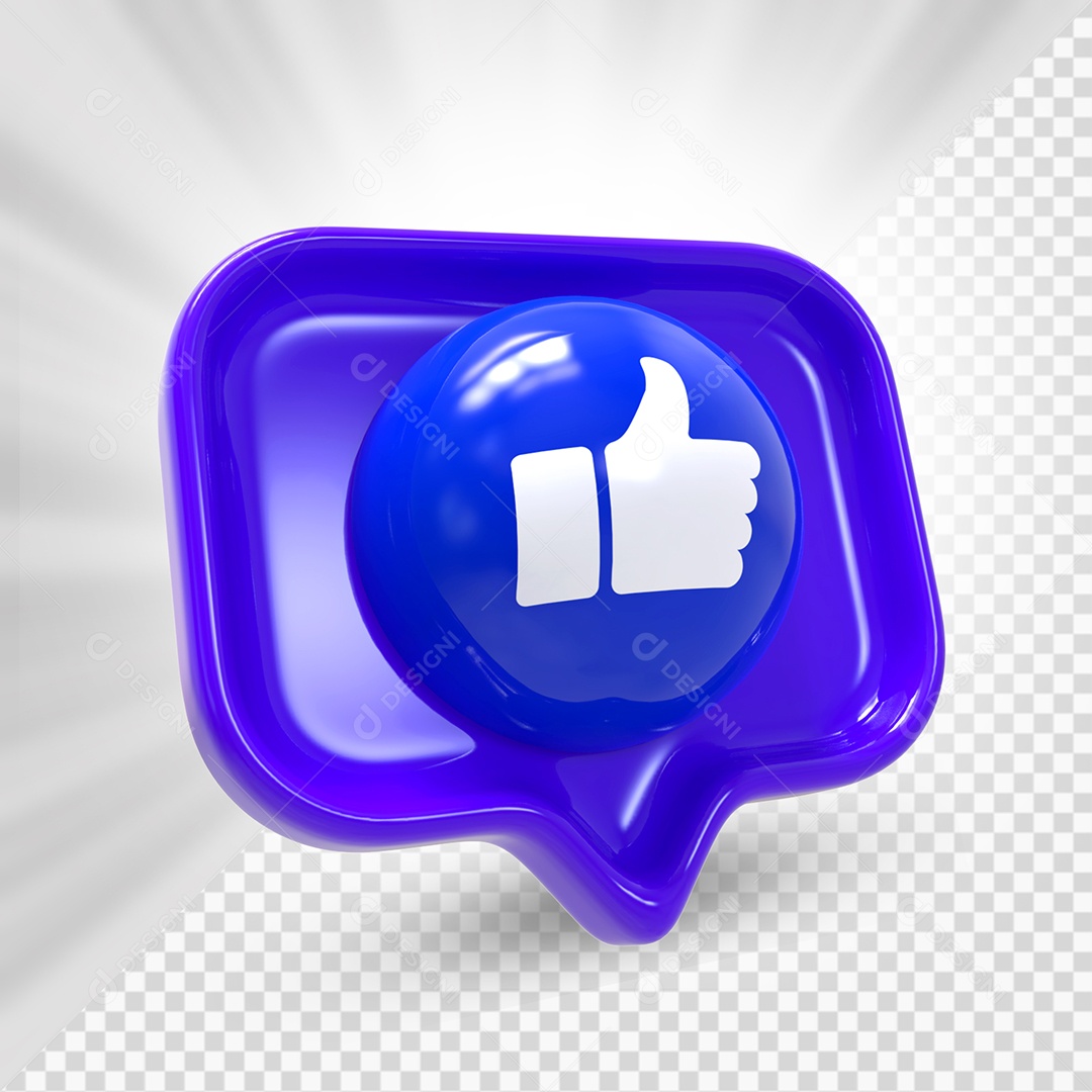 Emoji de Comentário Azul Like  Elemento 3D Para Composição PSD