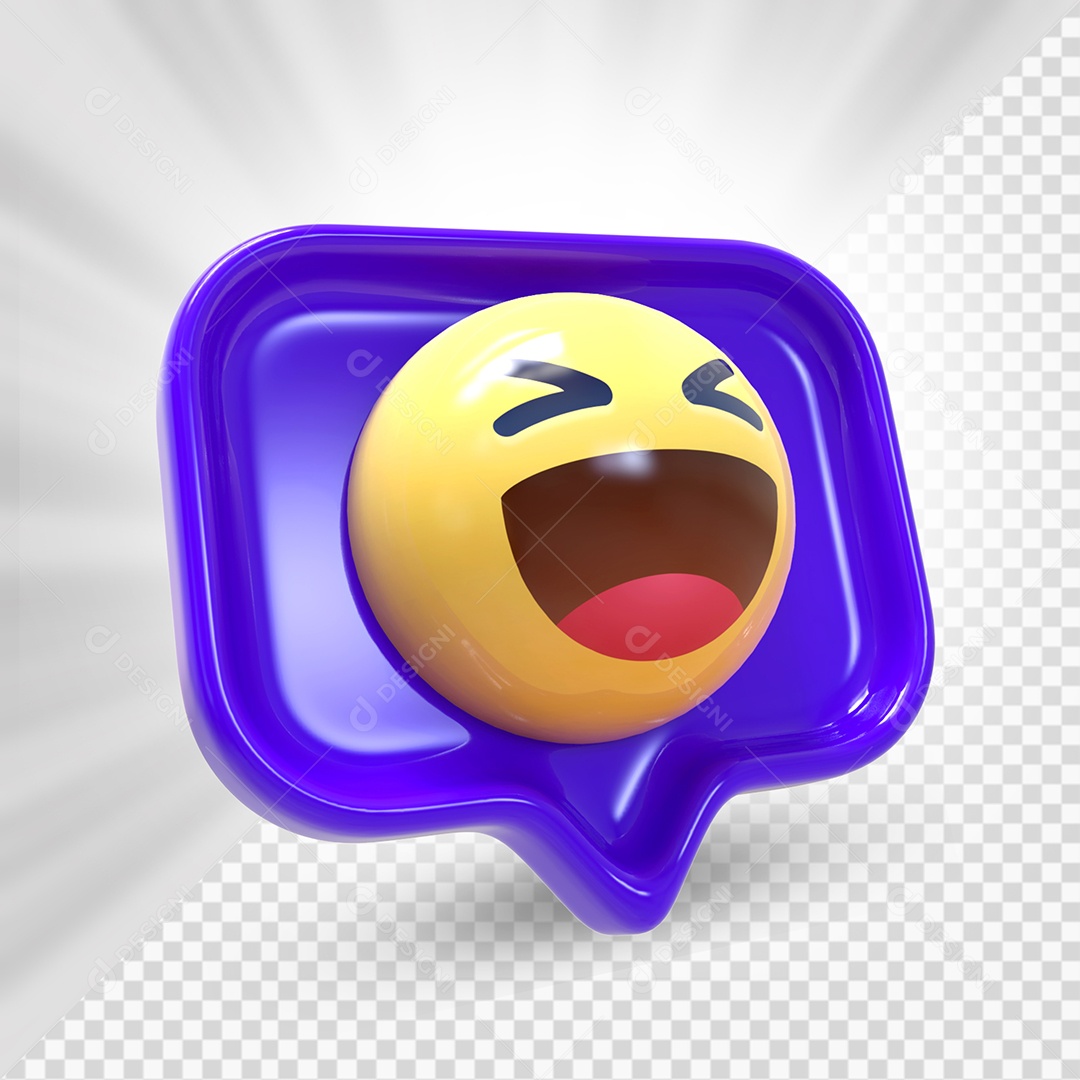 Emoji de Comentário Azul Feliz Elemento 3D Para Composição PSD