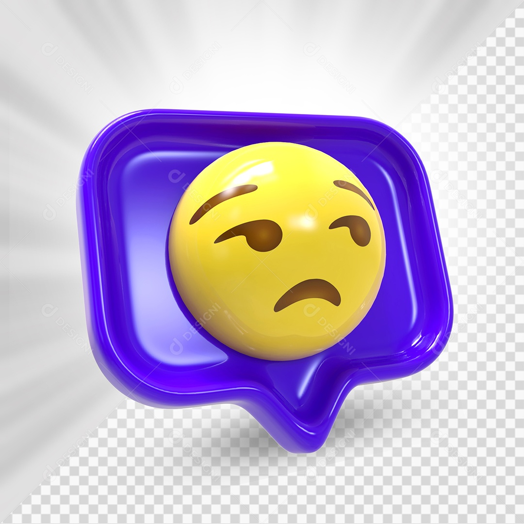 Emoji de Comentário Azul Entediado Elemento 3D Para Composição PSD