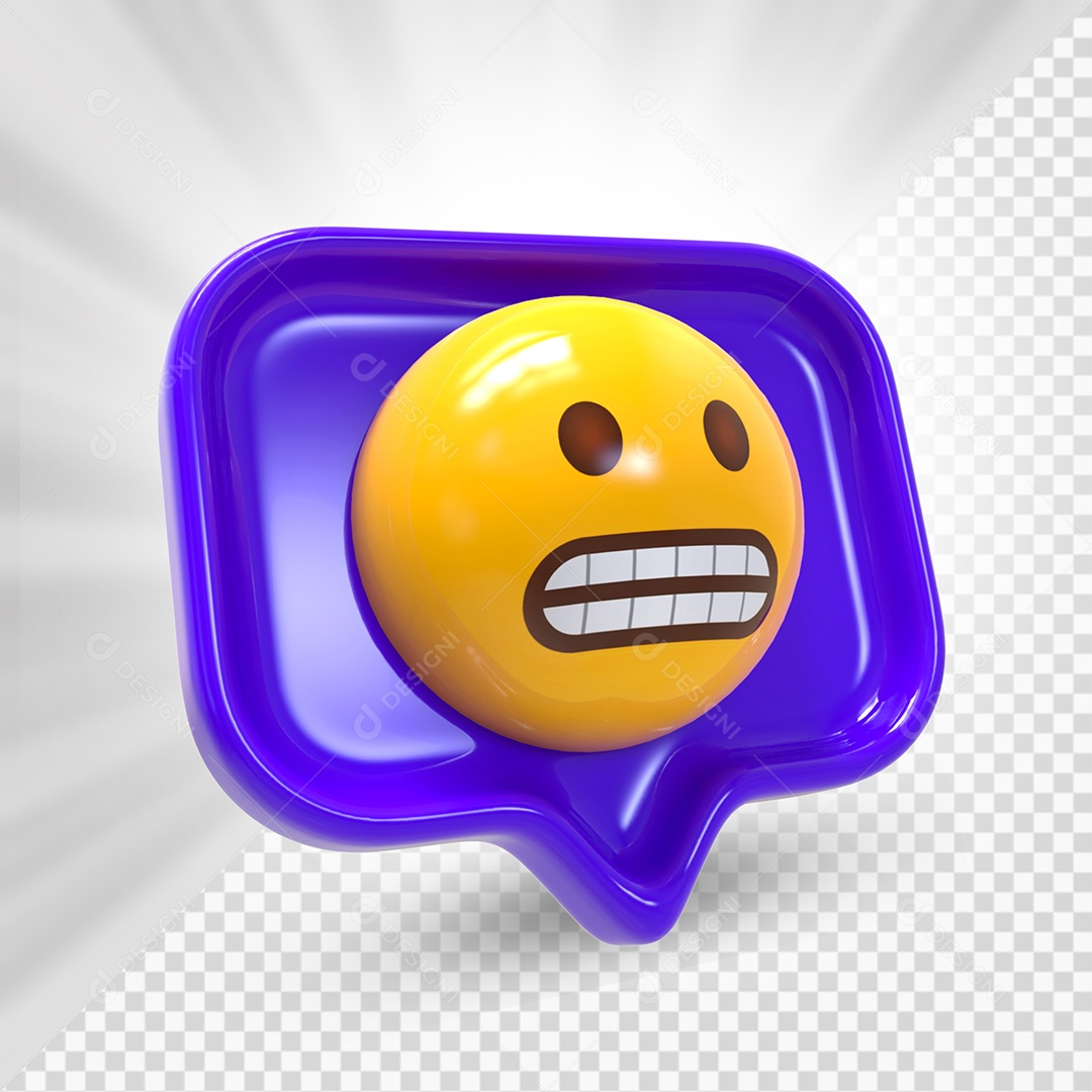 Emoji de Comentário Azul Careta Elemento 3D Para Composição PSD