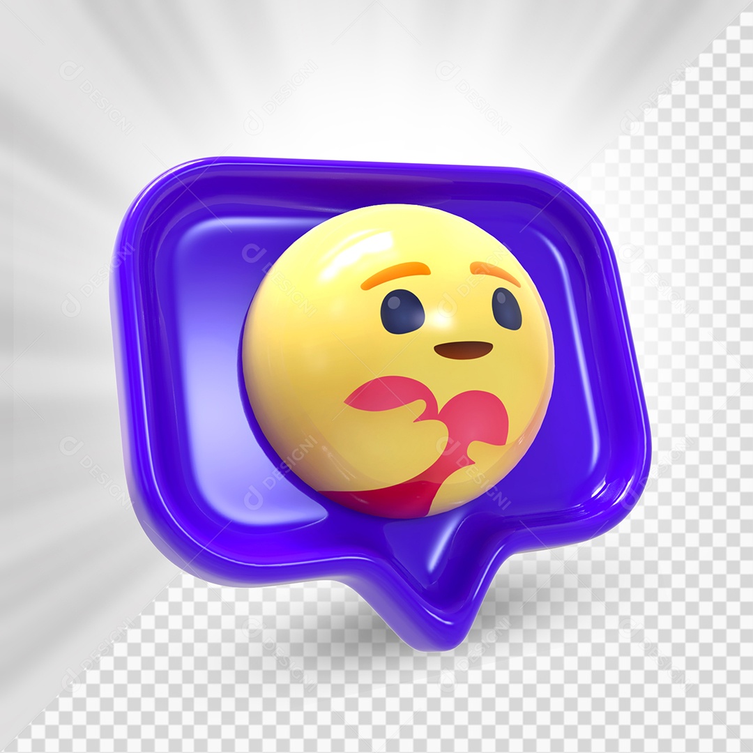 Emoji de Comentário Azul Abraçando O Coração Elemento 3D Para Composição PSD