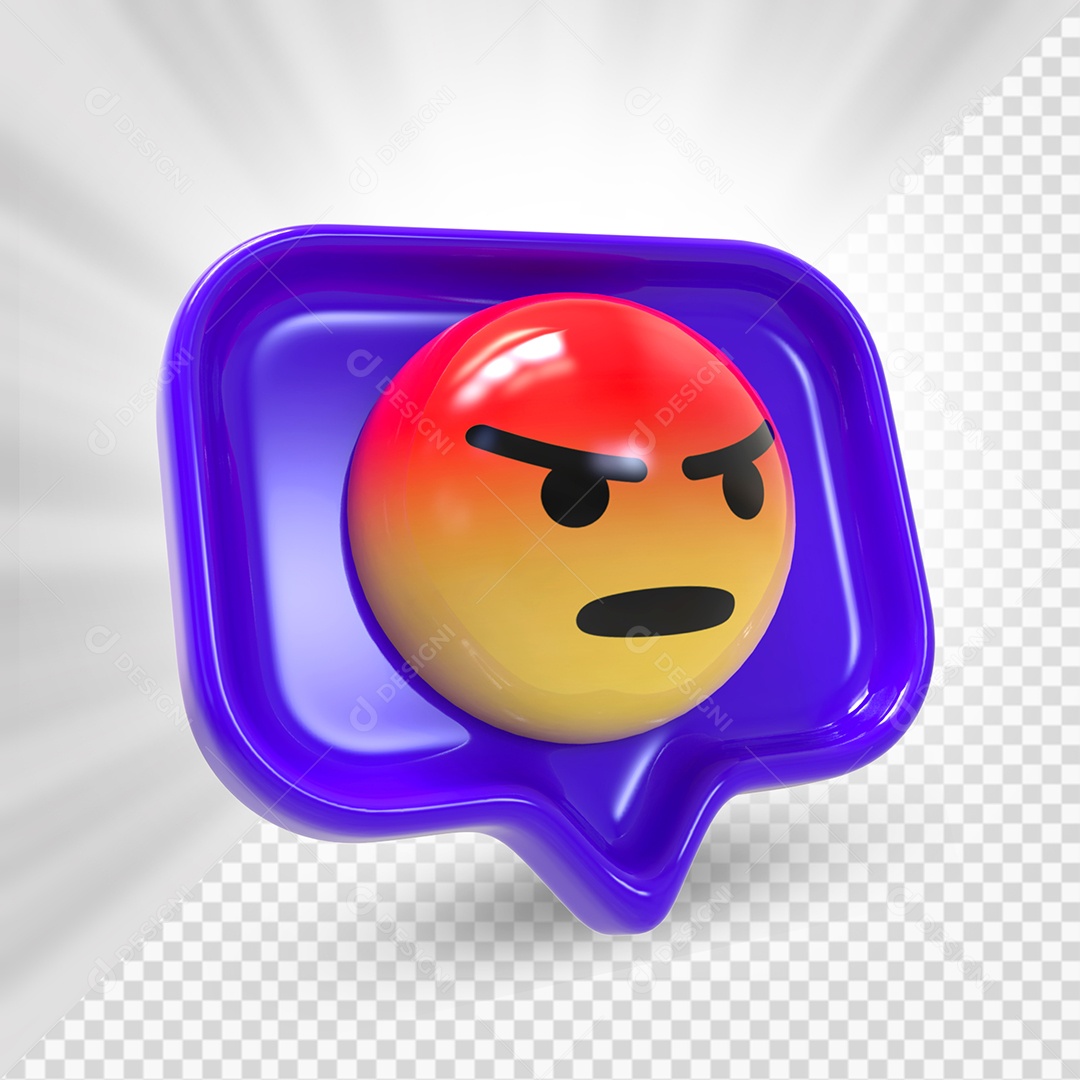 Emoji de Comentário Azul Zangado Elemento 3D Para Composição PSD