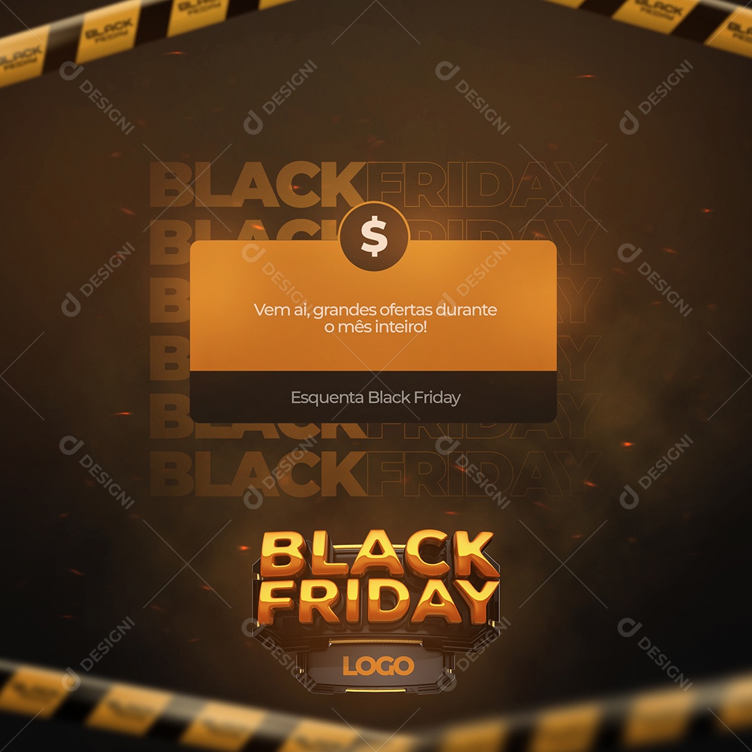 Vem Ai Grandes Ofertas Durante o Mês Inteiro Black Friday Social Media PSD Editável