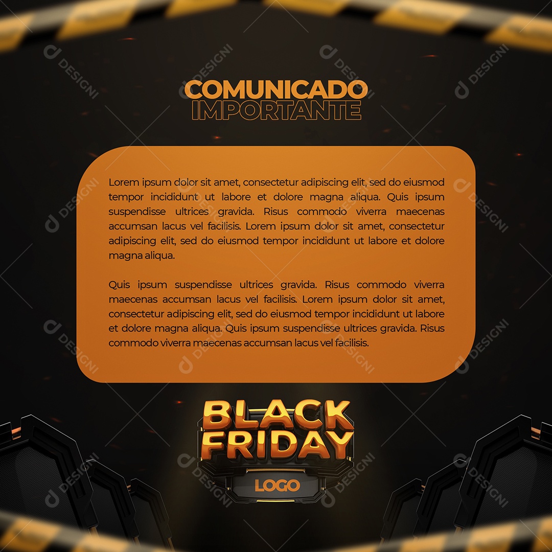 Comunicado Black Friday Lojas Social Media PSD Editável