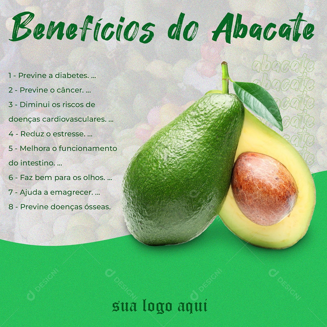 Benefícios do Abacate Social Media PSD Editável