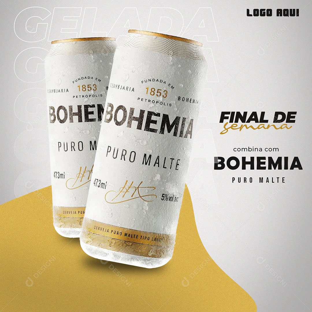 Final de Semana Combina Com Bohemia Puro Malte Social Media PSD Editável