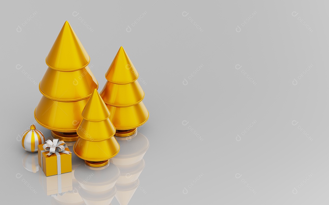 Cenário Natalino Com Pinheiros e Caixas de Presentes