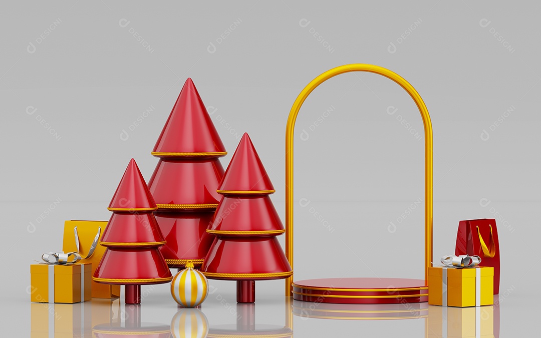 Cenário Natalino Com Pinheiros e Caixas de Presentes Imagem JPG (11)