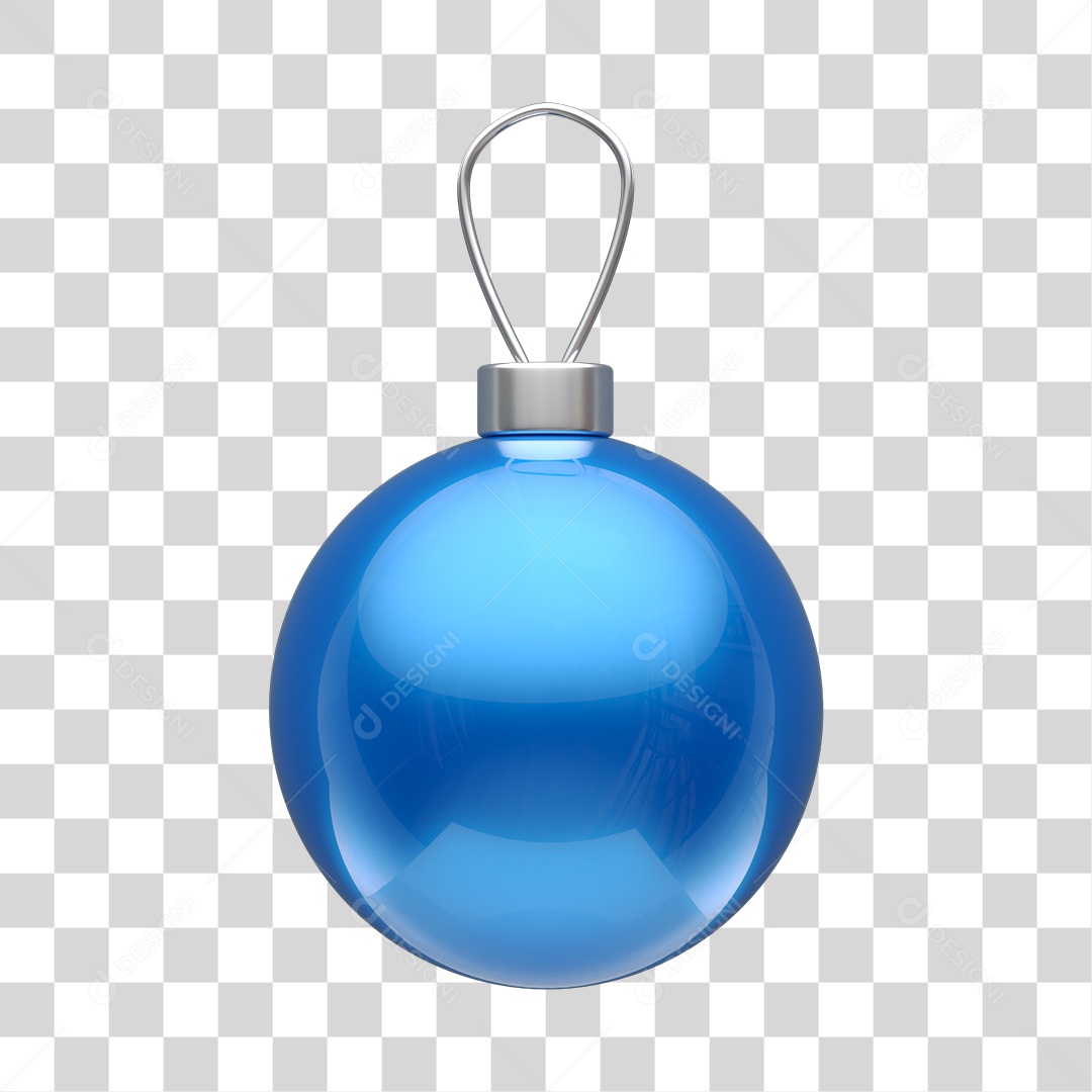 Bola de Natal Azul Elemento 3D para Composição PNG